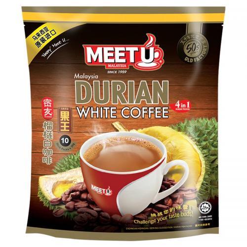 MeetU 马来西亚进口4合1榴莲白咖啡 300g